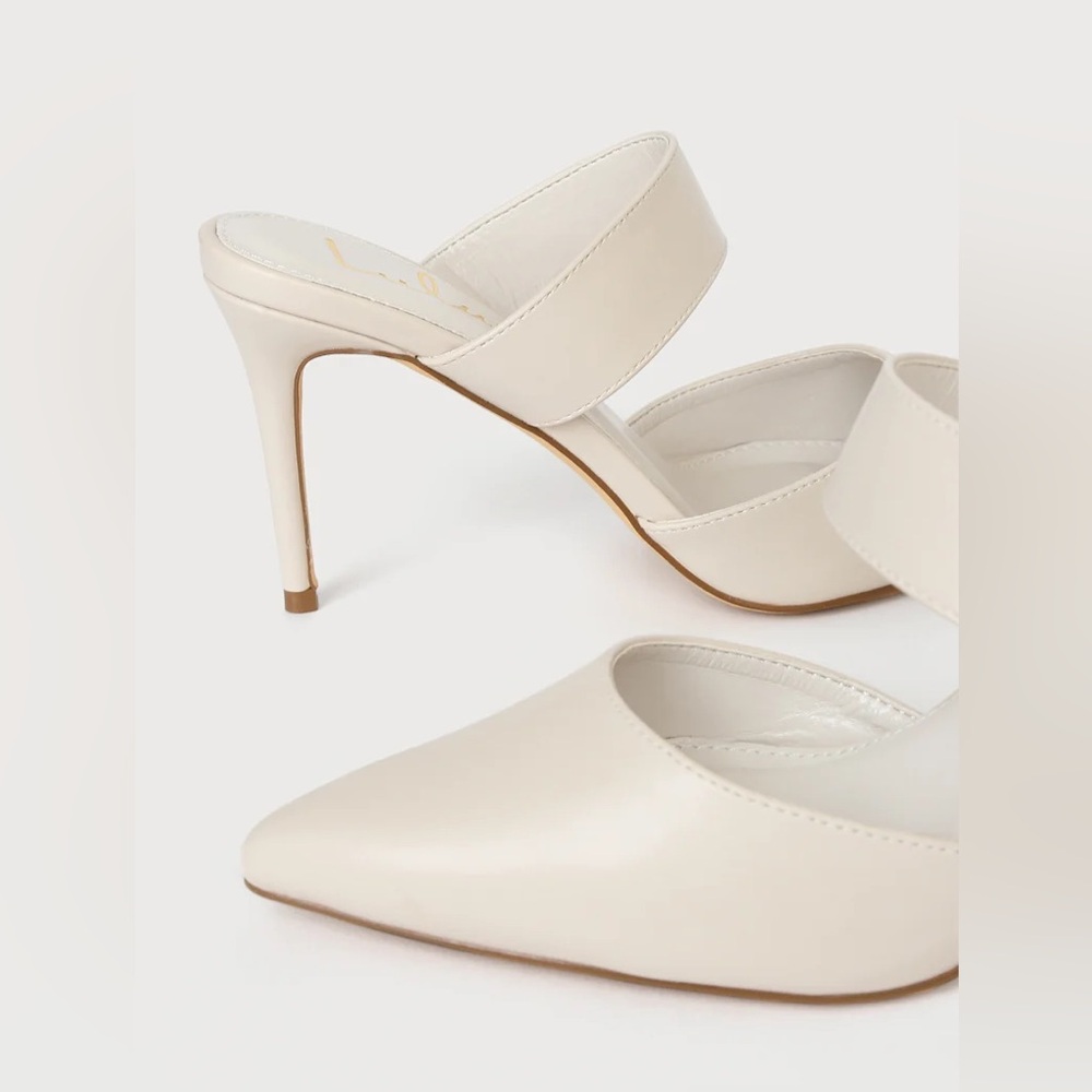 Faire Off White Pointed-Toe Mules by Lulus - Picture 3 of 11